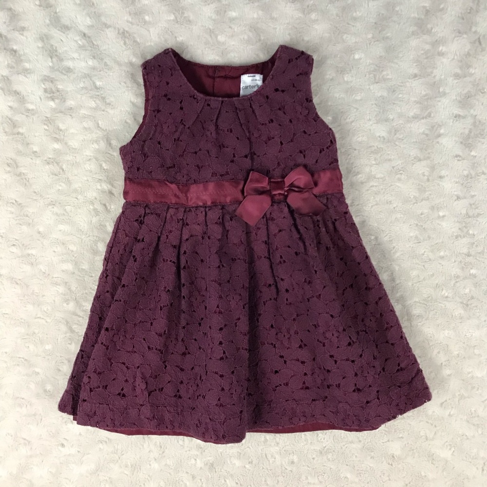 Carter’s Lace Dress Size 6 Months Bow Dressy